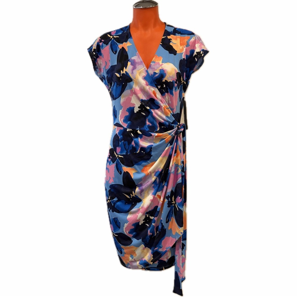 Maggy London Floral Wrap Midi Dress